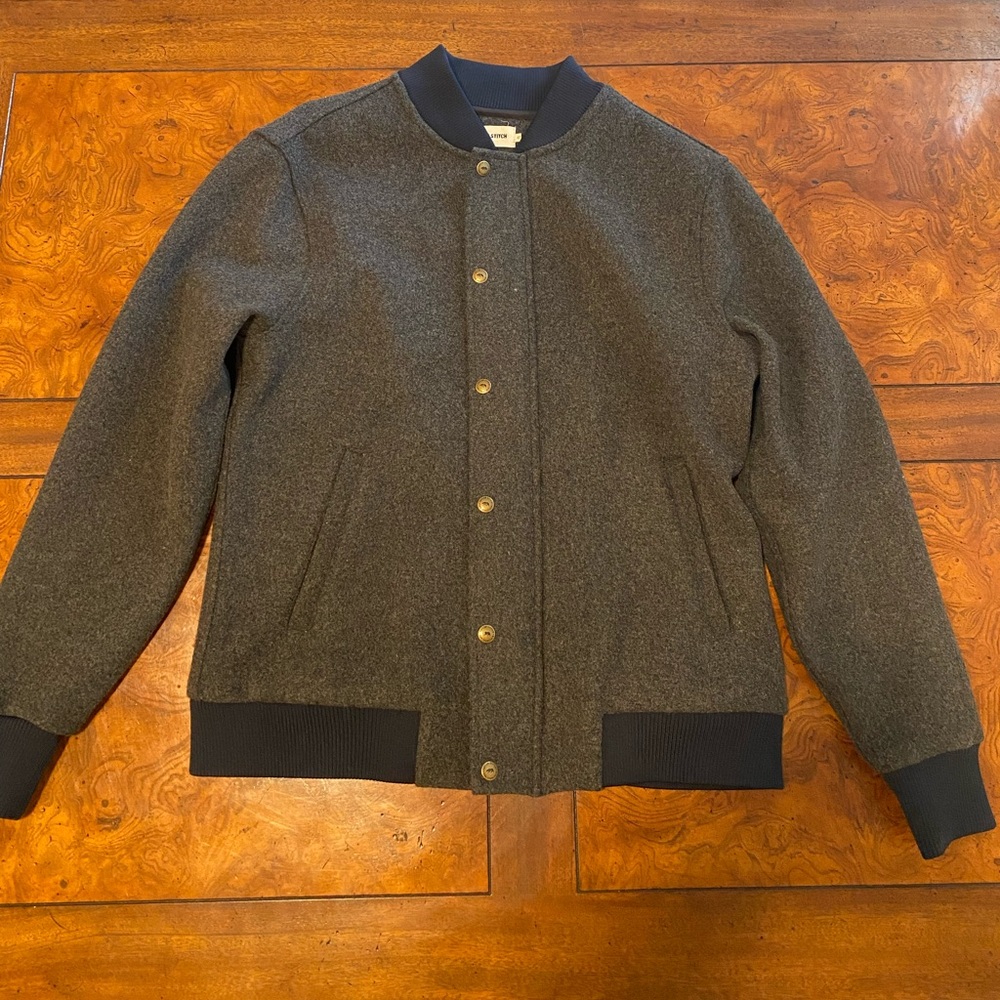Taylor Stitch The Bomber Jacket in Charcoal Wool